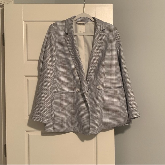 H&M blue/white plaid blazer EUR size42 (UK size14) - Picture 5 of 8